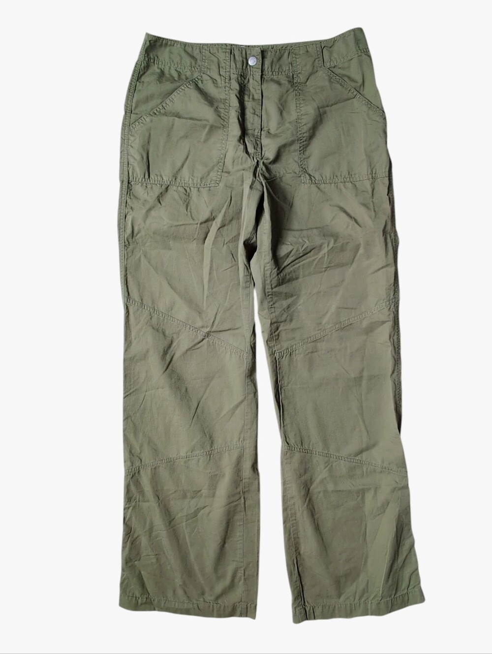 Chicos Utility Pants Straight Women's 1.5 US 10 Olive Green Cotton Lightweight